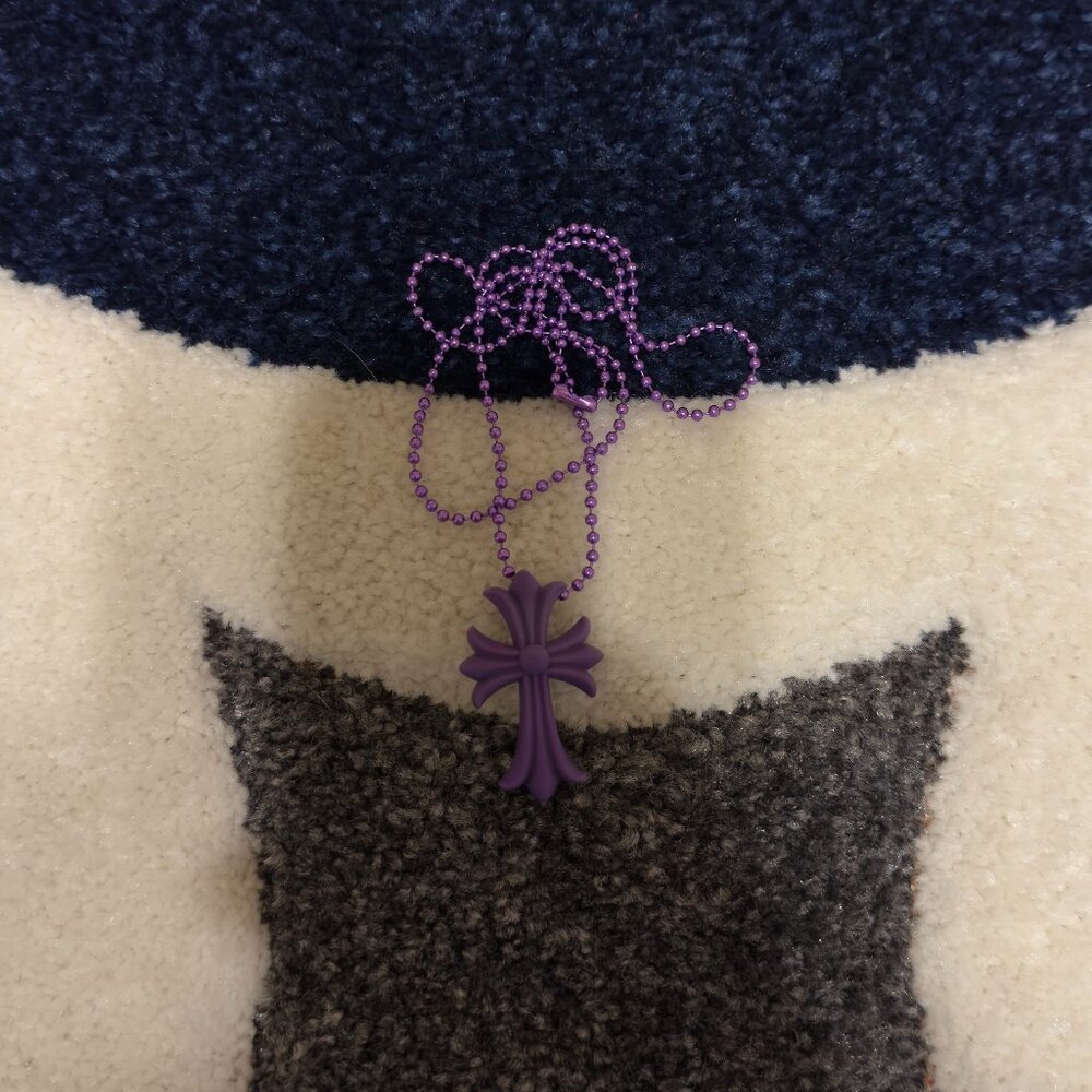 Chrome Hearts Rubber CH Cross Small Necklace Silicone Purple